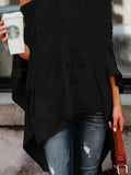 Momentlover Casual High-Low Hollow Solid Color Blouses&Shirts Tops