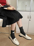 momentlover Wood Ear Lace Pleated Socks