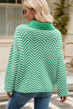 Momentlover Striped Collared Neck Buttoned Pullover Sweater