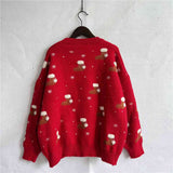 Momentlover Printed Round Neck Drop Shoulder Sweater