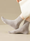 momentlover Solid Color Pleated Socks