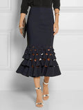 Momentlover Mermaid Hollow Solid Color Long Skirts Skirts Bottoms