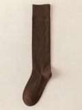 momentlover Casual Breathable Solid Color Mid-Calf Socks