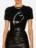 Momentlover Short Sleeves Figure Printed Round-Neck T-Shirts Tops