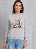 Momentlover Butterfly Round Neck Dropped Shoulder Sweatshirt
