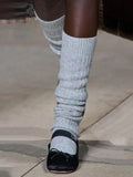 momentlover Casual Solid Color Knitting Stockings Accessories