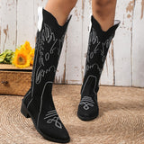 themeisles - Black Casual Embroidered Patchwork Pointed Comfortable Out Door Shoes