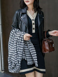 Fringed Houndstooth Keep Warm Shawl&Scarf