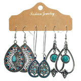 Water drop round drip oil fringed earrings
