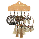 Water drop round drip oil fringed earrings