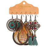 Water drop round drip oil fringed earrings