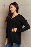 Momentlover Ninexis Full Size Buttoned Dropped Shoulder Raw Hem Pullover Sweater