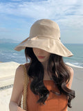 Momentlover Split-Joint Pleated Bowknot Sun Hat Fisherman Hat