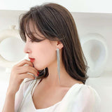S925 silver needle ultra-flash rhinestone tassel earrings