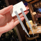 S925 silver needle ultra-flash rhinestone tassel earrings