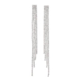 S925 silver needle ultra-flash rhinestone tassel earrings