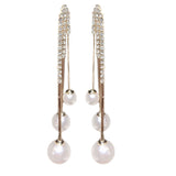 S925 silver needle diamond chain pearl tassel earrings