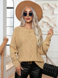 Momentlover Cable-Knit Long Sleeve Sweater
