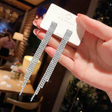 S925 silver needle ultra-flash rhinestone tassel earrings