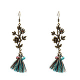 Fashion hollow carved alloy tassel earrings