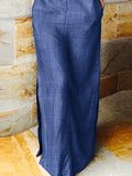 Momentlover Loose Short Sleeves Split-Joint Split-Side Lapel Maxi Dresses
