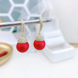 Simple zircon vintage pearl earrings