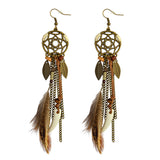 Long Feather Horn Earrings