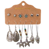 6-piece set snake owl ocean earrings