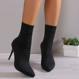 themeisles - Black Casual Patchwork Pointed Comfortable Out Door Shoes (Heel Height 3.54in)