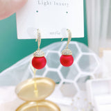Simple zircon vintage pearl earrings