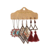 Three-piece set of teardrop-shaped dripping oil earrings