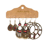 Three-piece set of teardrop-shaped dripping oil earrings