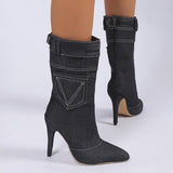 themeisles - Black Casual Daily Patchwork Solid Color Pointed Comfortable Shoes (Heel Height 3.54in)