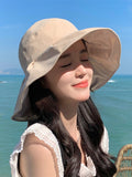 Momentlover Split-Joint Pleated Bowknot Sun Hat Fisherman Hat