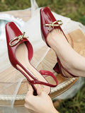 Momentlover Square-Toe Split-Joint Sling Shoes Sandals