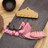 Bohemian tassel flower earrings