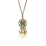 Vintage hollow round feather necklace