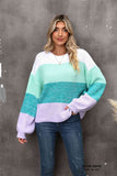 Momentlover Color Block Round Neck Dropped Shoulder Sweater