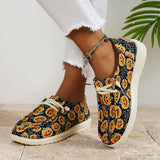themeisles - Black Casual Patchwork Printing Round Comfortable Shoes