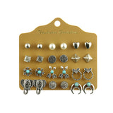 Silver Heart Leaf Turquoise Earrings