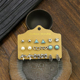 Silver Heart Leaf Turquoise Earrings