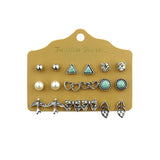 Silver Heart Leaf Turquoise Earrings