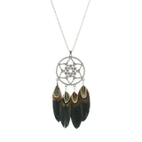 Round vintage feather tassel necklace