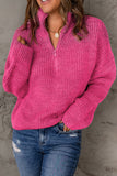 Momentlover Half Zip Rib-Knit Dropped Shoulder Sweater