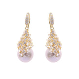 Zircon Fashion Pearl Geometry Earrings