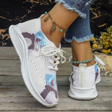 themeisles - White Casual Sportswear Daily Frenulum Printing Round Mesh Breathable Comfortable Out Door Shoes