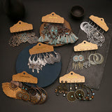 Leaf tassel vintage combination earrings