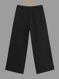 momentlover Urban Solid Color Pleats High Waisted Wide Leg Pants