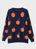 Momentlover Printed Round Neck Drop Shoulder Sweater