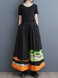Momentlover Printed High-Waisted Elasticity Asymmetric Wide Leg Loose Trousers Pants